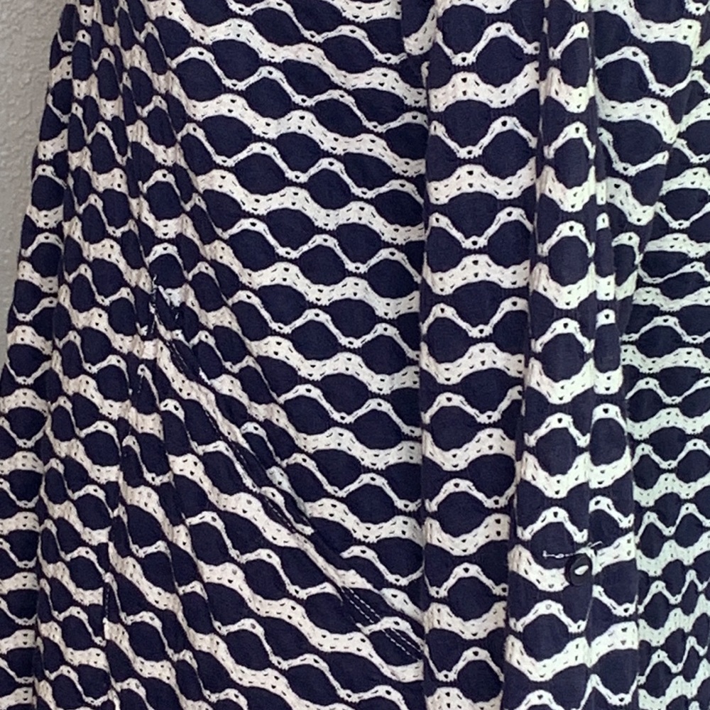 For Cynthia Beachwear Navy White Nautical  Tunic Open Front Cover Up Size Med - Picture 4 of 6